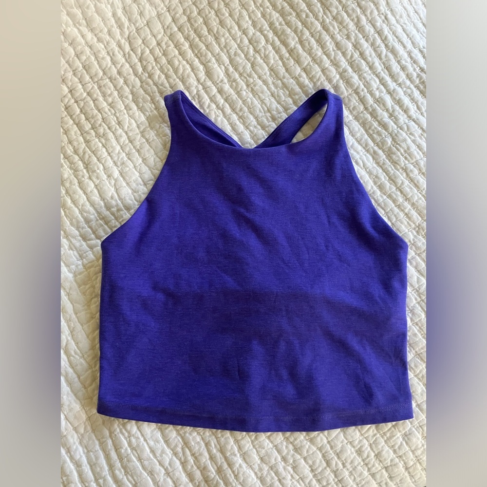 Beyond Yoga Purple Crop Top with built in shelf bra size large